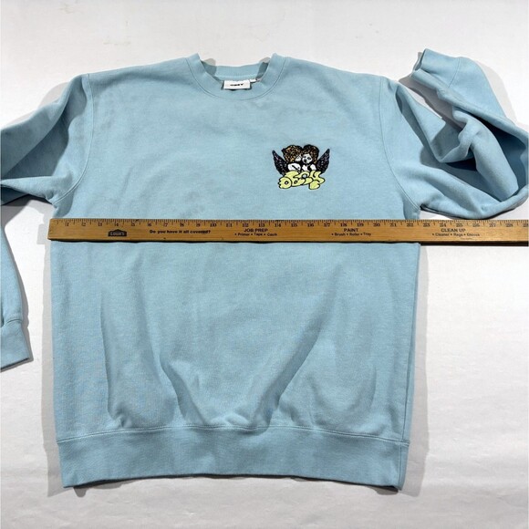 OBEY Cherub Crew Blue Angle Embroidered Pullover Cotton Sweatshirt Sz M Stains - Picture 7 of 13